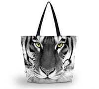newplenty Handbag for Women, Beach Bag, Shopping Bag, Large Foldable Waterproof Ladies Shoulder Bag with Zipper, tiger, One Size