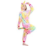 NewPlush Unisex Unicorn Costumes Pyjamas, Adult Women Men Animal Cosplay Onesie, Colorful Horse, S