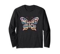 Newport Beach Butterfly Retro California City Name Word Art Long Sleeve T-Shirt