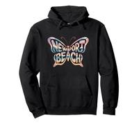 Newport Beach Butterfly Retro California City Name Word Art Pullover Hoodie