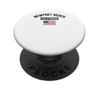 Newport Beach California USA Flag Vintage Bear Orange County PopSockets Adhesive PopGrip