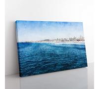 Newport Beach In California Painting Modern Art Canvas Wall Art Print Ready to Hang, Framed Picture for Living Room Bedroom Home Office Décor, 60x40 cm (24x16 Inch)