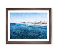Newport Beach In California Painting Modern Art Framed Wall Art Print, Ready to Hang Picture for Living Room Bedroom Home Office Décor, Walnut A4 (34 x 25 cm)