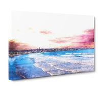Newport Rhode Island Beach Canvas Print | Gallery Wrapped 30mm Frame Wall Art | 24x16 inches | Ready to Hang | Coastal Seascape Picture | Living Room Bedroom Lounge Office