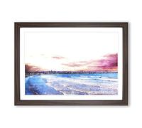 Newport Rhode Island Beach Painting Framed Print | A2 Walnut Framed Wall Art | Ready to Hang | Modern Beach Picture | Living Room Bedroom Lounge Office