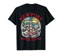 Newport Rhode Island Octopus Lighthouse 1639 Red Letters Value Graphic T-Shirt