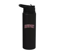 Newport Rhode Island Souvenir College Style Red Text Stainless Steel Insulated Water Bottle