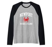 Newport Rhode Island Vintage Ocean Crab and Anchor Graphic Raglan Baseball Tee