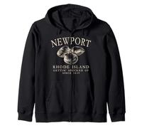 Newport RI Clams Gettin' Shucked Up Since 1639 Antique White Zip Hoodie