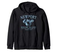 Newport RI Clams Gettin' Shucked Up Since 1639 Pale Blue Zip Hoodie