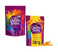 NewQuality Street Pouch 300g of Assorted Milk & Dark Chocolates, Toffees & Cremés & Favourites Golden Selection 283g Perfect for Christmas & New Year 2025 (x2, Mixed Pouch)