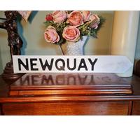 Newquay Aged Basic Old Style British Road Sign Cornwall Devon Somerset Beach