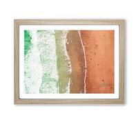 Newquay Beach In Cornwall Modern Art Framed Wall Art Print, Ready to Hang Picture for Living Room Bedroom Home Office Décor, Oak A3 (46 x 34 cm)