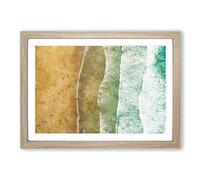 Newquay Beach in Cornwall Painting Framed Print | A2 Oak Framed Wall Art | Ready to Hang | Modern Beach Picture | Living Room Bedroom Lounge Office