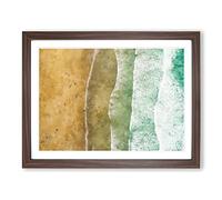 Newquay Beach In Cornwall Painting Modern Art Framed Print | A4 Walnut Framed Wall Art | Ready to Hang | Modern Beach Picture | Living Room Bedroom Lounge Office