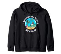 Newquay Surfing I Survived the Waves Cornwall Zip Hoodie