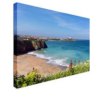Newquay Tolcarne beach North Cornwall Wall Canvas Print Crafted In London - Quality Assured | 12x16 Canvas Wall Art Print - Long Lasting Wooden Frames