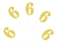 Newqueen Number 5 Cupcake Toppers Gold Glitter 5th Birthday Cupcake Topper Baby Shower Anniversary Party Cake Decoration Supplies - 24 PCS NQ-19-085-GOLD S