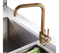 NEWRAIN Kitchen Sink Taps Mixer Solid Brass Monobloc Single Lever 360 Swivel Spout Kitchen Sink Basin Mixer Tap,with Flexible Hoses and Fittings,Antique Brass