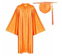 Newrara Adult Shiny Graduation Cap and Gown Tassel Set for High School & Bachelor (48, Orange)