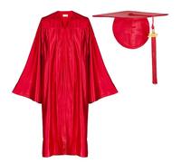 Newrara Adult Shiny Graduation Cap and Gown Tassel Set for High School & Bachelor (60, Red)