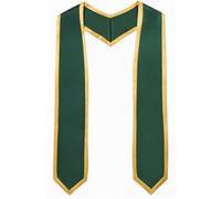 Newrara Deluxe Unisex Adult Plain Graduation Honor Stole Sash Classic End with Trim 72" Long, Forest Green With Gold Trim, Large