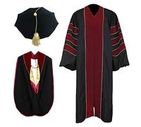 Newrara Unisex Deluxe Doctoral Graduation Gown, Doctoral Hood and Doctoral Tam 8 Sided Package - Blue - Small