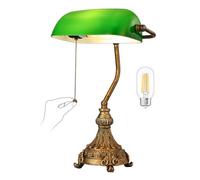 Newrays Green Glass Bankers Desk Lamp,LED Bulb Included