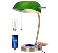 Newrays Green Stepless Dimmable Glass Bankers Desk Lamp