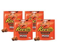 NewReese Milk Chocolate Peanut Butter Cups Pouch 90g, Pack Of 4 Mini's Unwrapped Pouch Perfect For Gifting and Sharing For Everyone