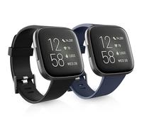 Newremote 2 Pack Waterproof Straps fit for Fitbit Versa 2 Straps, Classic Soft Sports Replacement Strap for Women Men (Black/Navy, Small 5.5"-7.1")
