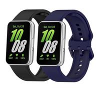 Newremote 2 Pack Waterproof Straps fit for Samsung Galaxy Fit 3 Strap, Classic Soft Sports Galaxy Fit 3 SM-R390 Replacement Strap for Women Men (Black/Navy)