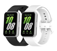 Newremote 2 Pack Waterproof Straps fit for Samsung Galaxy Fit 3 Strap, Classic Soft Sports Galaxy Fit 3 SM-R390 Replacement Strap for Women Men (Black/White)