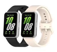 Newremote 2 Pack Waterproof Straps fit for Samsung Galaxy Fit 3 Strap, Classic Soft Sports Galaxy Fit 3 SM-R390 Replacement Strap for Women Men (Black/Starlight)