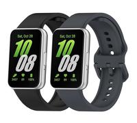 Newremote 2 Pack Waterproof Straps fit for Samsung Galaxy Fit 3 Strap, Classic Soft Sports Galaxy Fit 3 SM-R390 Replacement Strap for Women Men (Black/Grey)