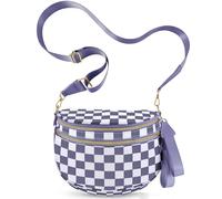 NEWROGENG Checkered Crossbody Bags for Women, Large Nylon Bum Bags Plus Size Fanny Pack Sling Bag Belt Bag for Women Travel, Purple Checkered
