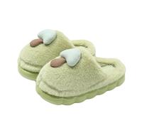 newrong Women's cotton slippers mushroom shaped indoor home slippers with fleece lining and thick soles Green UK5.5