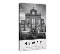 Newry Canvas Poster Art Print Black And White City Travel Artwork Northern Ireland Wall Art for Room Office Decor