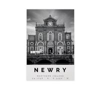 Newry Canvas Poster Art Print Black And White City Travel Artwork Northern Ireland Wall Art for Room Office Decor