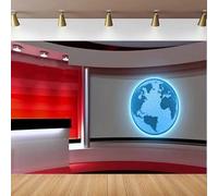 News Broadcast Hall Photography Backdrop Recetation Desk Office Interior Program Record Front Table TV Show Photo Background 250x180CM