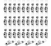 Newsbirds 200PCS Metal ID Badge Clips with Clear PVC Straps, Double Hole, Name Tag Clips for ID Cards and Badge Holders, Office School Supplies