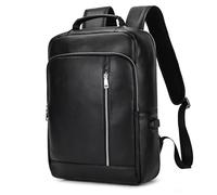 newsbirds Genuine Leather Laptop Backpack 15,6 inch Mens Womens Laptop Bags Back Pack Casual Daypack for Work College School Travel, Black