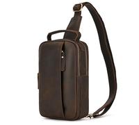 newsbirds Genuine Leather Men's Shoulder Bag Leather Business Crossbody Bag Outdoor Waist Bag Sports Casual Bag Travel Handbag, dark brown