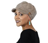 Newsboy Cap for Women Cancer Headwear Chemo Hat Ladies Head Coverings Tweed Corduroy Chenille, Taupe, M