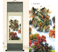 Newscz Asian Wall Art for Hallway and Stairs - Silk Scroll Landscape Paintings - Aesthetic Wall Decor - Bedroom Tapestries - Wall Paintings for Living Room - Home Kitchen Decor - 36 x 12 in