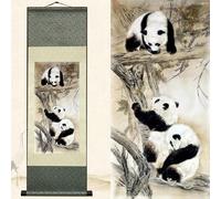 Newscz Bedroom Pictures for Wall Art Decor Wall Painting Silk Scroll Animal Wall Art Paintings Panda Posters Wall Tapestry Bedroom Canvas Asian House Decoration for Living Room Home Decor 36 by 12 in