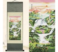 Newscz Bedroom Wall Art for Home Decor Accessories Living Room Silk Scroll Landscape Painting Posters Artwork Aesthetic Room Decor Tapestry Wall Hanging for Home Kitchen Hallway Decor 36 by 12 in