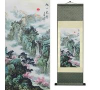 Newscz Bedroom Wall Art Silk Scroll Natural Scenery Wall Painting Waterfall River Landscape Posters Wall Tapestry Asian Art House Decoration for Home Living Room Lounge Decor 36 by 12 in(HJ-J004)