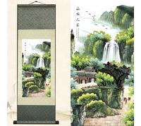Newscz Canvas Wall Art for Living Room Accessories Silk Scroll Landscape Painting Artwork Poster Aesthetic Room Decor Tapestry Wall Hanging for Home Decor Kitchen Hallway Decor 36 by 12 in