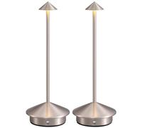 NEWSEE 2 Pack Mini Cordless Table Lamp, Portable LED Desk Lamp, 4000mAh Rechargeable Battery Powered Lighting, Stepless Dimming for Bedroom, Dining Room, Coffee Shop, Camping (Brushed Nickel)